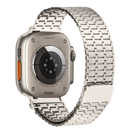 Bulk Purchasing Magnetic Band for Apple Watch Series 10 Ultra 9 8 7 SE 6 5 4 3 2 1 46mm 49mm 45mm 44mm , 7 Bead Metal Watch Strap - Starlight