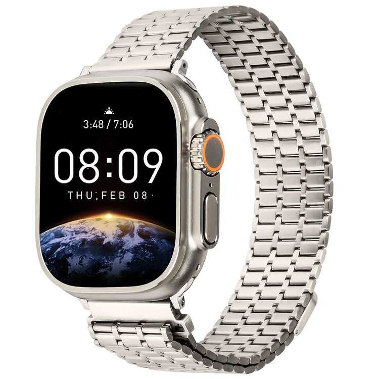 Bulk Purchasing Magnetic Band for Apple Watch Series 10 Ultra 9 8 7 SE 6 5 4 3 2 1 46mm 49mm 45mm 44mm , 7 Bead Metal Watch Strap - Starlight