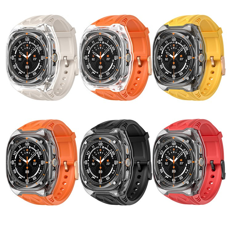 Replacement Strap for Apple Watch Series 10 46mm TPU Watch Band with PC Case - Orange Clear