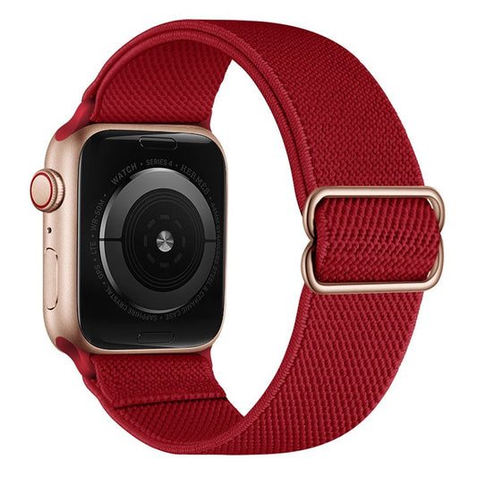 Adjustable Braided Polyester Nylon Watch Band Strap for Apple Watch Series 10 Ultra 9 8 7 SE SE 6 5 4  3 2 1 46mm 49mm 45mm 44mm 42mm - Wine Red