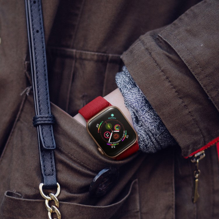Adjustable Braided Polyester Nylon Watch Band Strap for Apple Watch Series 10 Ultra 9 8 7 SE SE 6 5 4  3 2 1 46mm 49mm 45mm 44mm 42mm - Wine Red