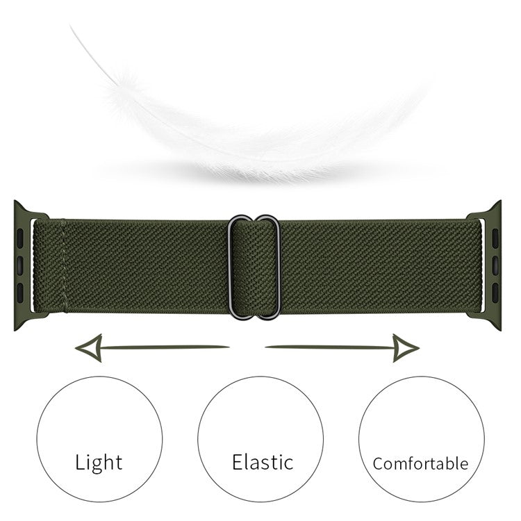 Adjustable Braided Polyester Nylon Watch Band Strap for Apple Watch Series 10 Ultra 9 8 7 SE SE 6 5 4  3 2 1 46mm 49mm 45mm 44mm 42mm - Army Green