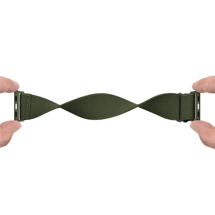 Adjustable Braided Polyester Nylon Watch Band Strap for Apple Watch Series 10 Ultra 9 8 7 SE SE 6 5 4  3 2 1 46mm 49mm 45mm 44mm 42mm - Army Green