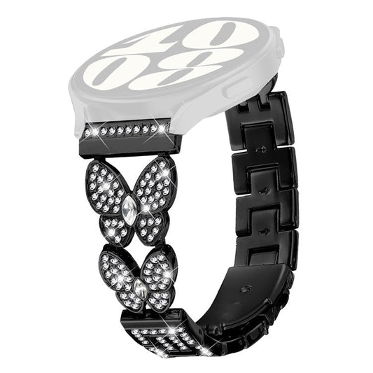 For Xiaomi Watch S1 Active / Watch S1 Metal Band Butterfly Rhinestones Decor Watch Strap - Black