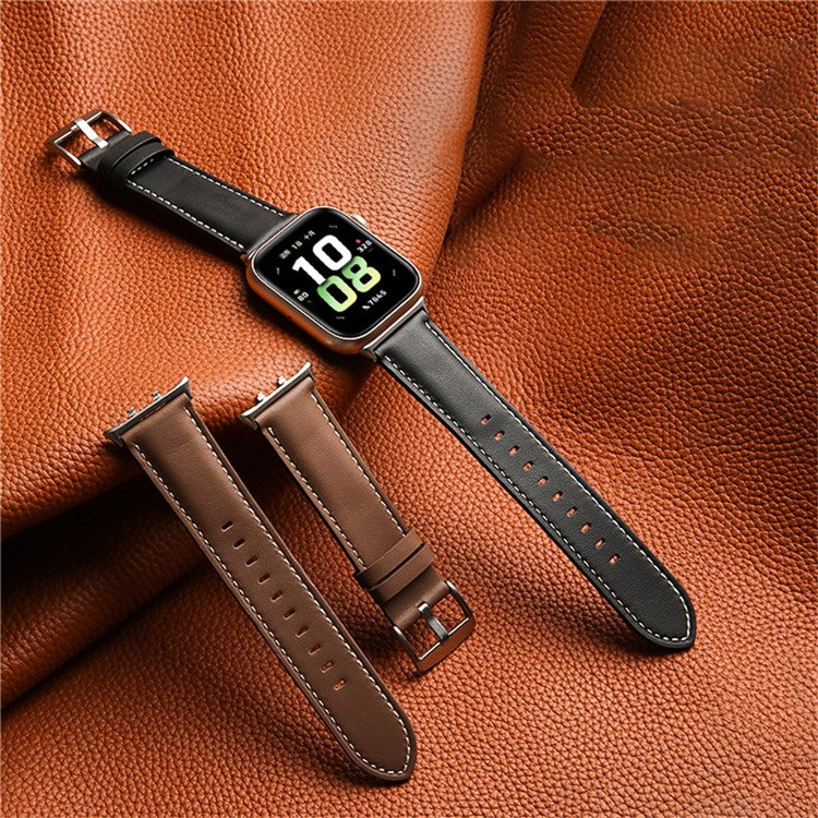 For Honor Watch 5 Genuine Cow Leather Watch Strap Pointed Tail  Adjustable Wristband - Pink