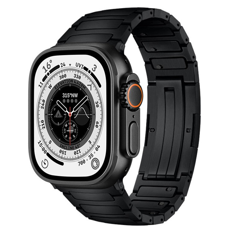 Titanium Metal Band For Apple Watch Series 10 Ultra 9 8 7 SE 6 5 4 3 2 1 46mm 49mm 45mm 44mm 42mm One-Piece Quick Release Watch Strap - Black