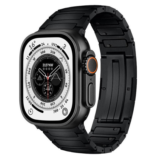 Titanium Metal Band For Apple Watch Series 10 Ultra 9 8 7 SE 6 5 4 3 2 1 46mm 49mm 45mm 44mm 42mm One-Piece Quick Release Watch Strap - Black