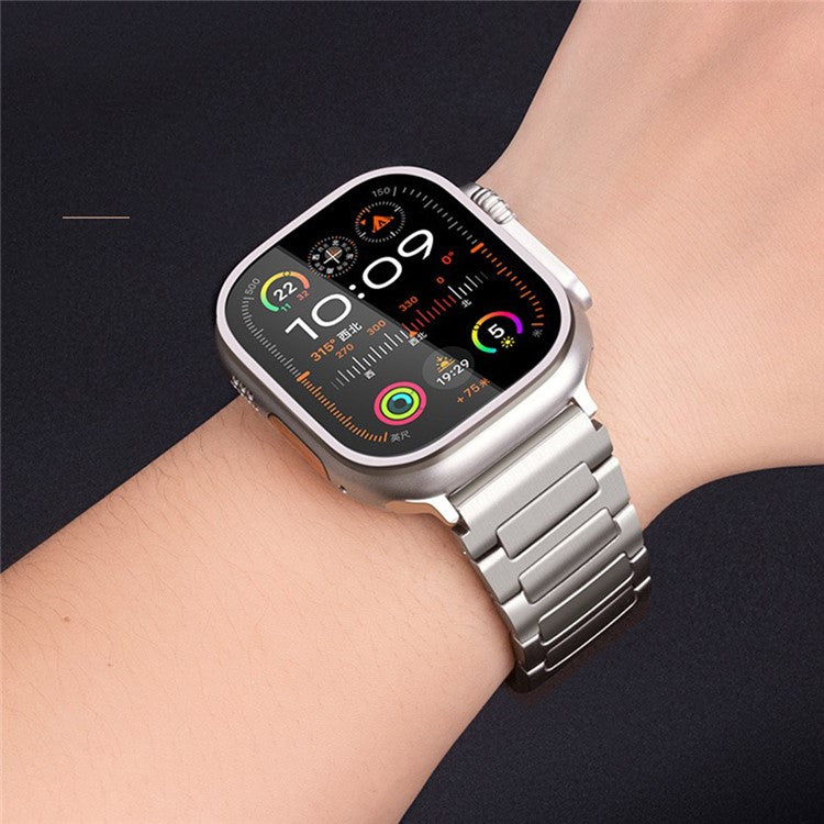 Titanium Metal Band For Apple Watch Series 10 Ultra 9 8 7 SE 6 5 4 3 2 1 46mm 49mm 45mm 44mm 42mm One-Piece Quick Release Watch Strap - Black