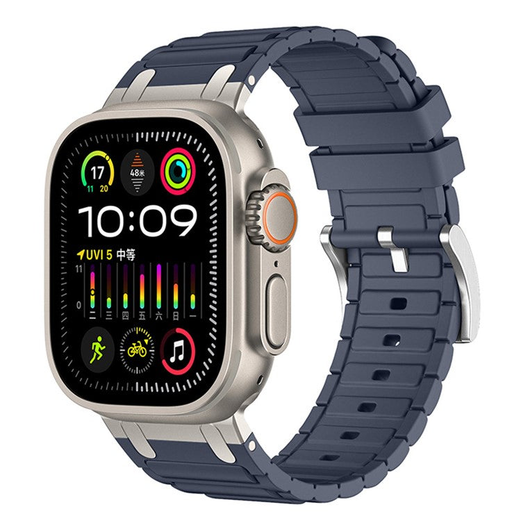Thickened Silicone Strap for Apple Watch Series 10 9 8 7 SE 6 5 4 3 2 1 42mm 41mm 40mm 38mm Watch Band - Blue Grey