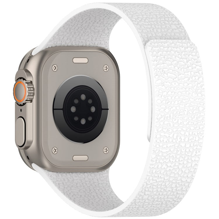 Watch Band for Apple Watch Series 10 Ultra 9 8 7 SE 6 5 4 3 2 1 46mm 49mm 45mm 44mm 42mm Litchi Texture Silicone Magnetic Strap - White