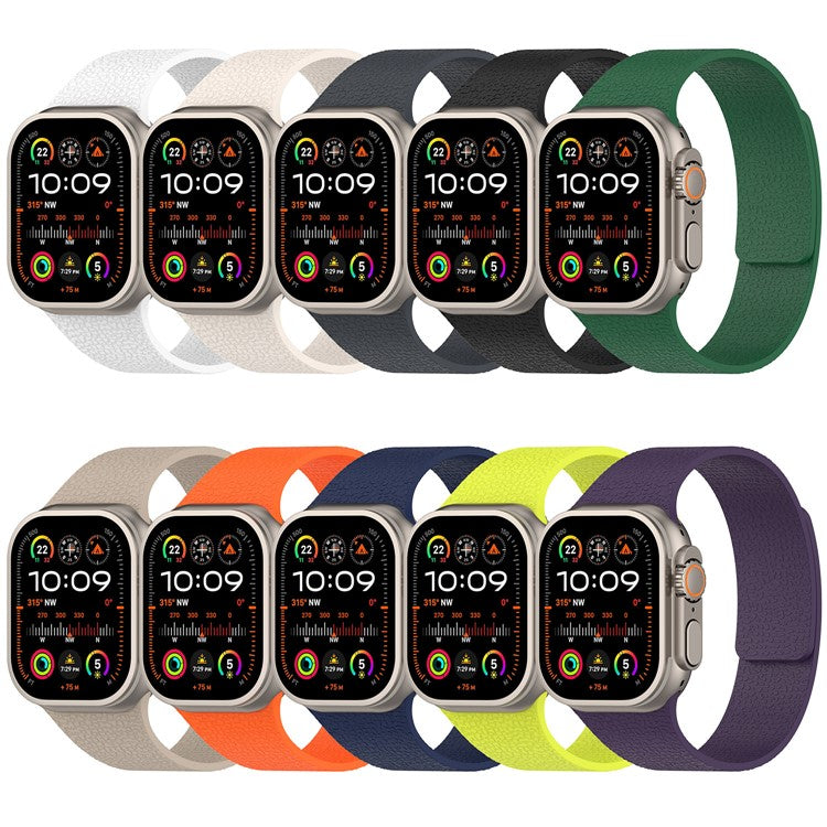 Watch Band for Apple Watch Series 10 Ultra 9 8 7 SE 6 5 4 3 2 1 46mm 49mm 45mm 44mm 42mm Litchi Texture Silicone Magnetic Strap - White
