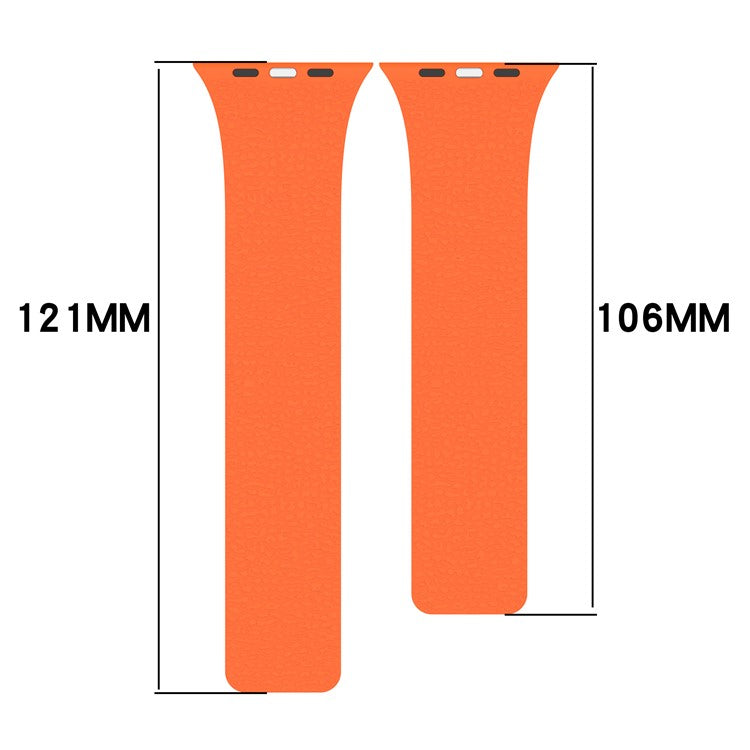 Watch Band for Apple Watch Series 10 Ultra 9 8 7 SE 6 5 4 3 2 1 46mm 49mm 45mm 44mm 42mm Litchi Texture Silicone Magnetic Strap - White