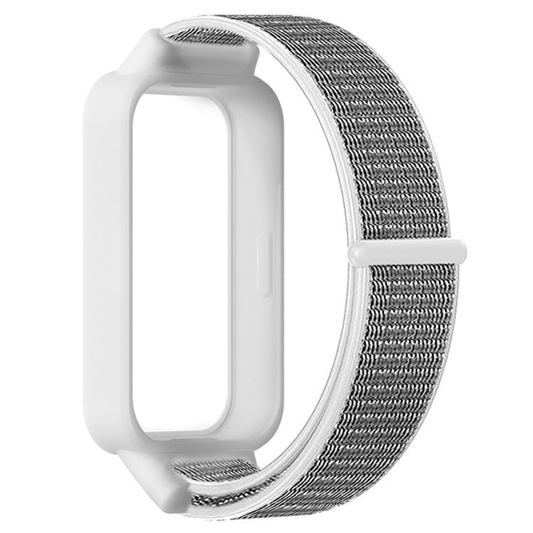 For Xiaomi Smart Band 9 Active  /  Redmi Band 3 Nylon Strap Magic Tape Design Watch Band - Shell White