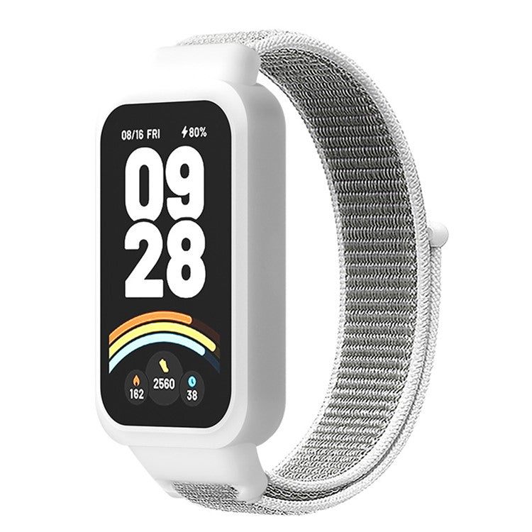 For Xiaomi Smart Band 9 Active  /  Redmi Band 3 Nylon Strap Magic Tape Design Watch Band - Shell White