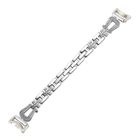 Metal Watch Strap for Xiaomi Smart Band 9 NFC / 9 / 8 U-Shaped Rhinestone Wrist Band - Silver