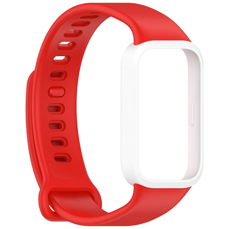 For Xiaomi Smart Band 9 Active / Redmi Band 3 Wristband Dual Color Silicone Strap with Watch Case - Red + White
