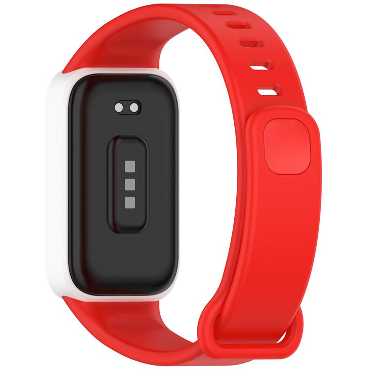 For Xiaomi Smart Band 9 Active / Redmi Band 3 Wristband Dual Color Silicone Strap with Watch Case - Red + White