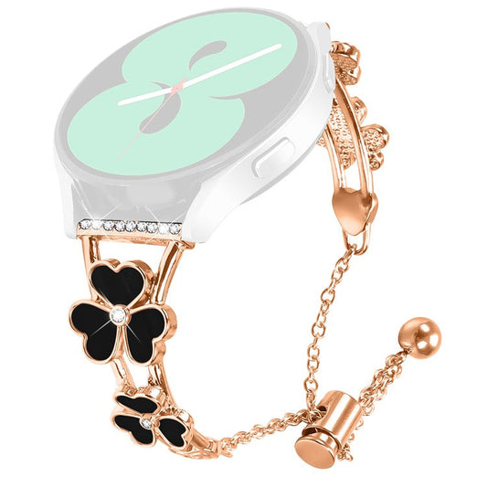 For Garmin D2 Air X10 / Bounce Watchband Heart Clover Decor Zinc Alloy Metal Strap - Rose Gold