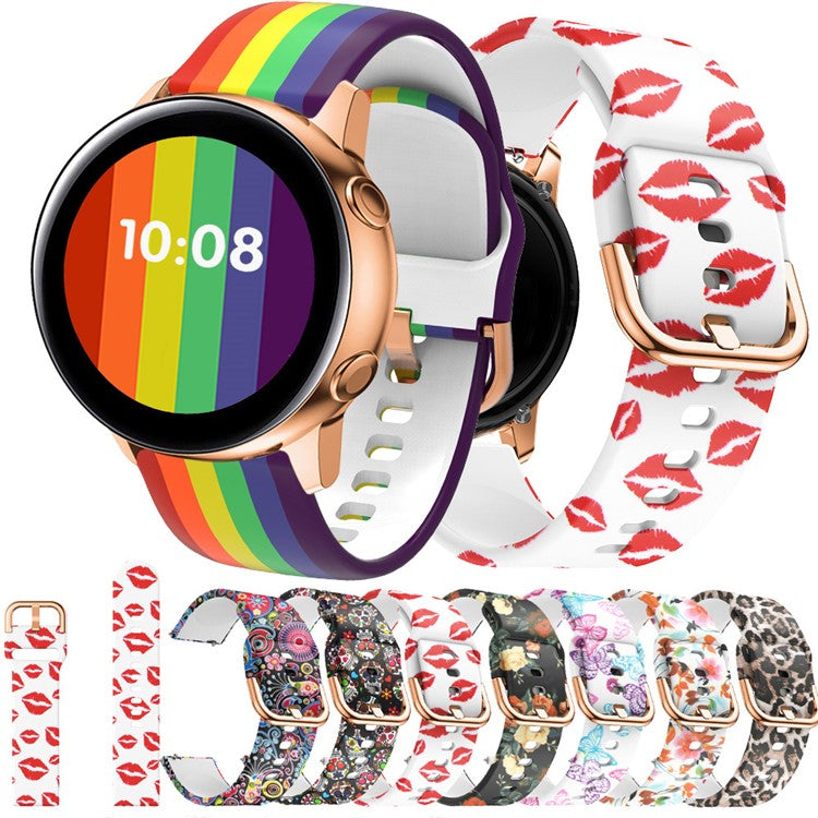For Samsung Galaxy Watch Active 20mm Colorful Pattern Silicone Watch Band Replacement Watch Strap - Rainbow