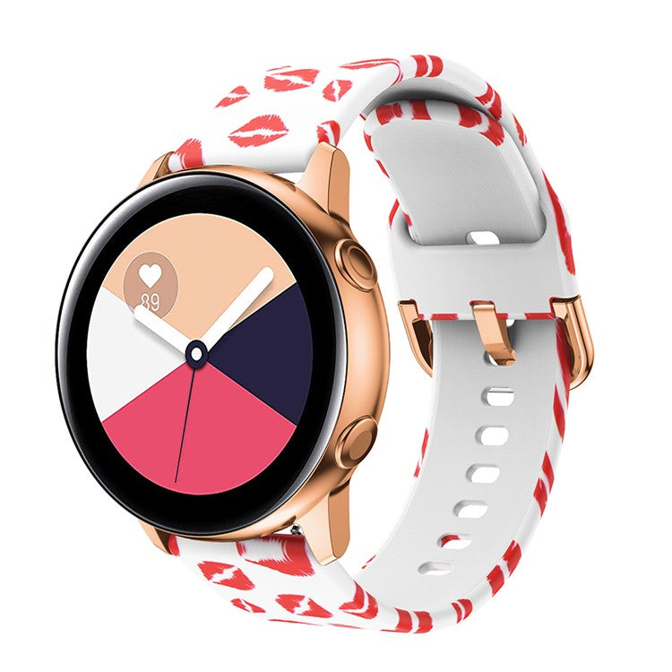 For Samsung Galaxy Watch Active 20mm Colorful Pattern Silicone Watch Band Replacement Watch Strap - Red Lips
