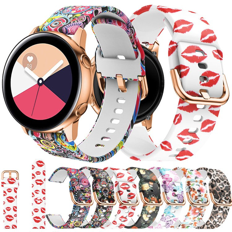 For Samsung Galaxy Watch Active 20mm Colorful Pattern Silicone Watch Band Replacement Watch Strap - Red Lips