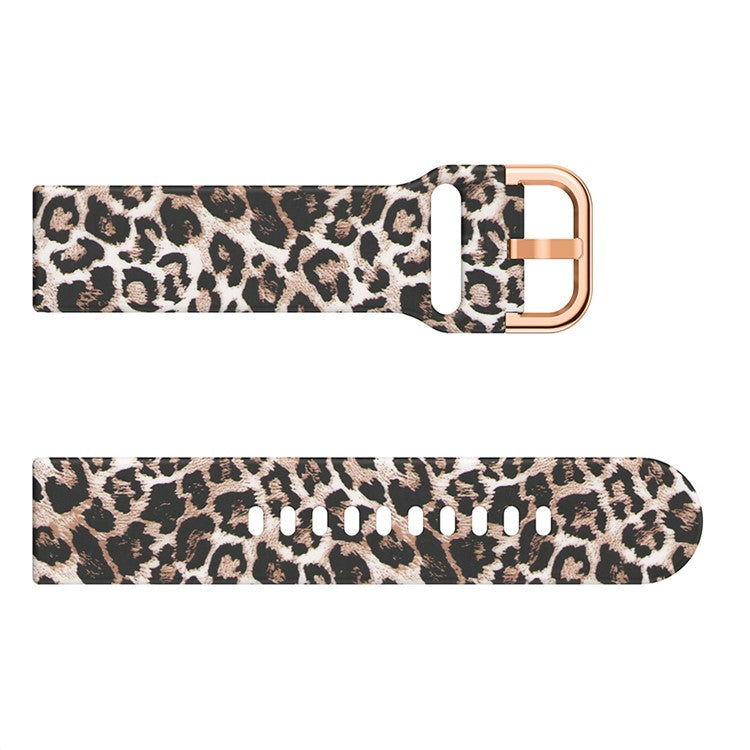 Colorful Pattern Printed Silicone Watch Band for Samsung Galaxy Watch Active 22mm - Brown Leopard