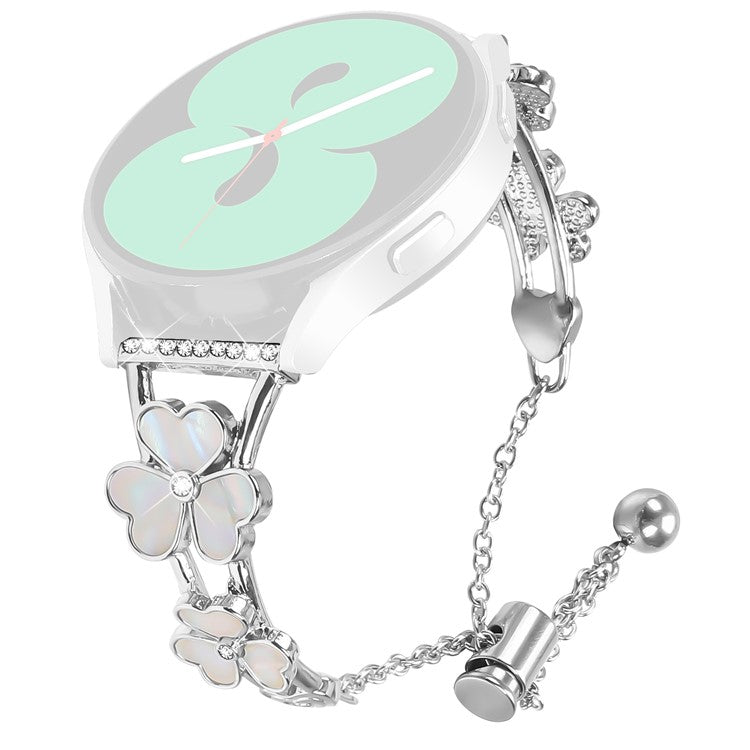 For Huami Amazfit GTS 2 mini Watchband Heart Clover Decor Silver Zinc Alloy Metal Strap