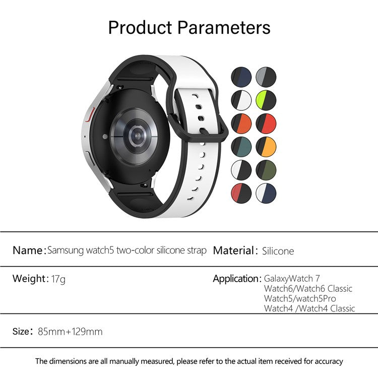 KALEBOL Dual Color Silicone Strap for Samsung Galaxy Watch7  /  Watch FE 40mm  /  Watch6  /  Watch 5 Watch Band - Midnight Blue+White