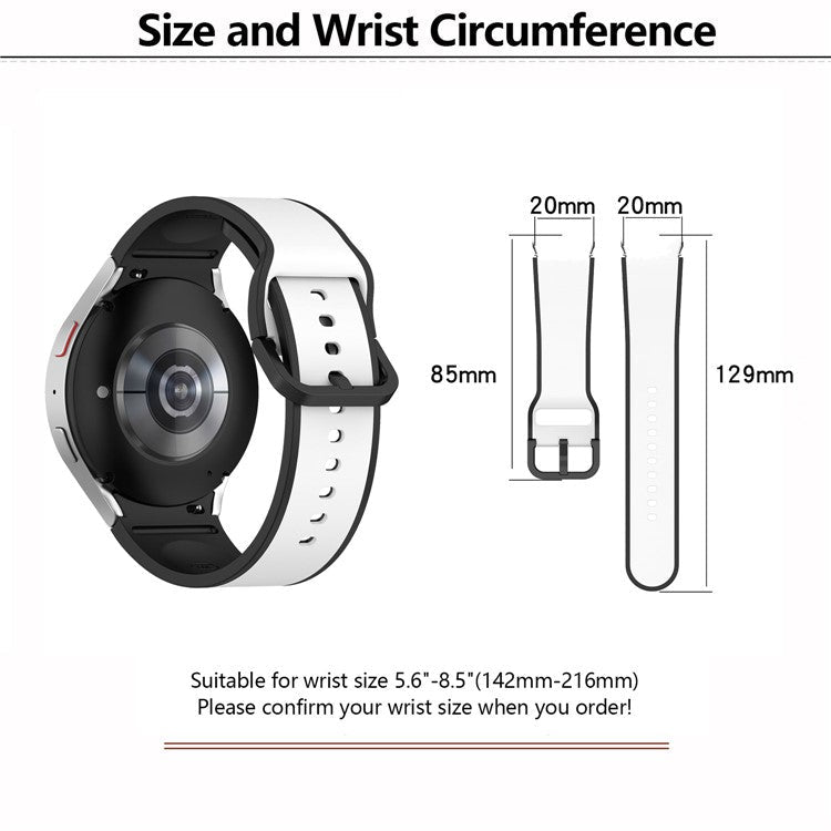 KALEBOL Dual Color Silicone Strap for Samsung Galaxy Watch7  /  Watch FE 40mm  /  Watch6  /  Watch 5 Watch Band - Midnight Blue+White