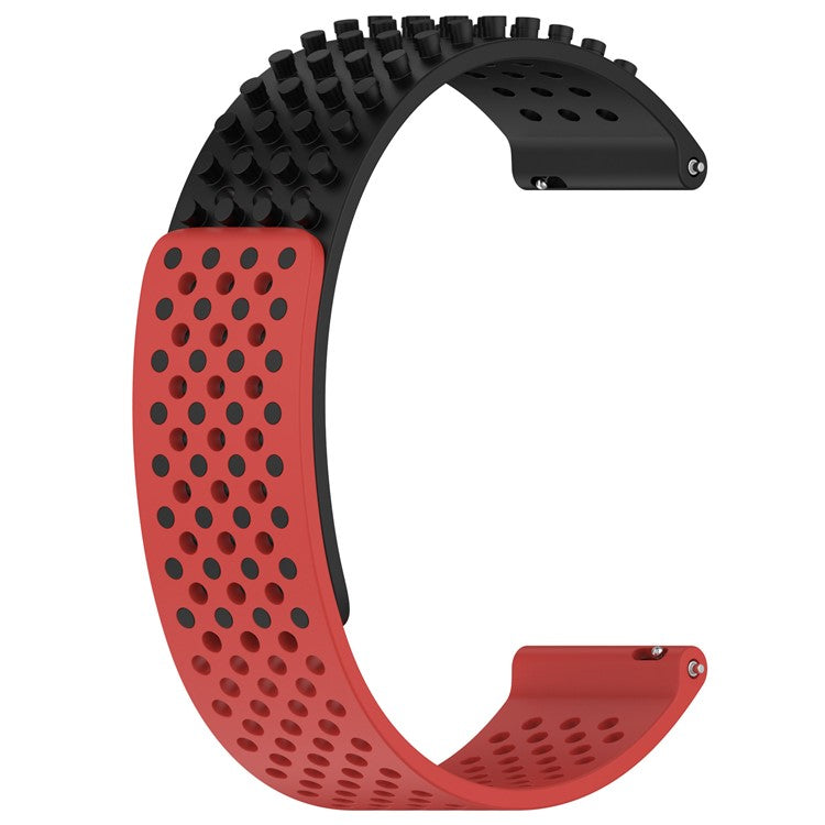 KALEBOL 20mm Silicone Strap for Samsung Galaxy Watch6 Classic 47mm / 43mm / Huawei Watch GT 3 Pro 43mm Flat Push Type Watch Band - Black+Red