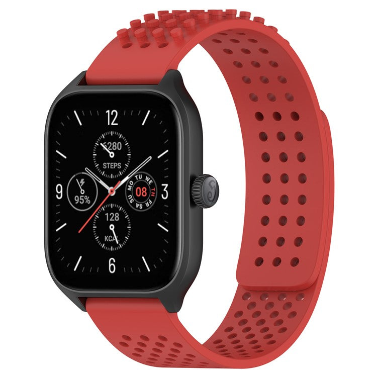 KALEBOL 22mm Silicone Strap for Samsung Galaxy Watch3 45mm / Huawei Watch GT 5 46mm / GT 5 Pro 46mm Flat Push Type Watch Band - Red