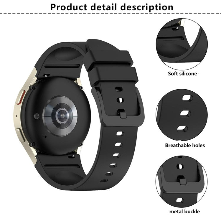 KALEBOL Silicone Watch Strap for Samsung Galaxy Watch7 / Watch FE 40mm / Watch6 / Watch 5 Wrist Band with Color Matched Buckle - Light Grey