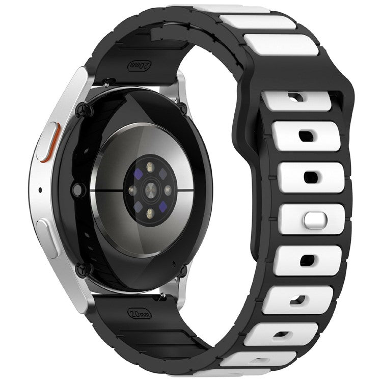 KALEBOL 22mm Dual Color Silicone Strap for Samsung Galaxy Watch3 45mm / Huawei Watch GT 5 46mm / GT 5 Pro 46mm Watch Band - Black+White