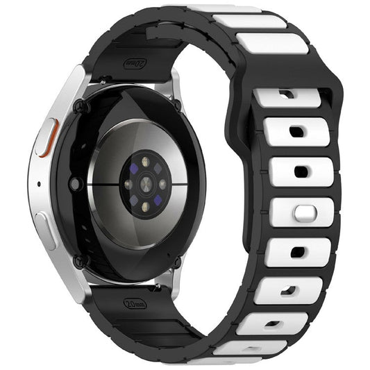 KALEBOL 22mm Dual Color Silicone Strap for Samsung Galaxy Watch3 45mm / Huawei Watch GT 5 46mm / GT 5 Pro 46mm Watch Band - Black+White