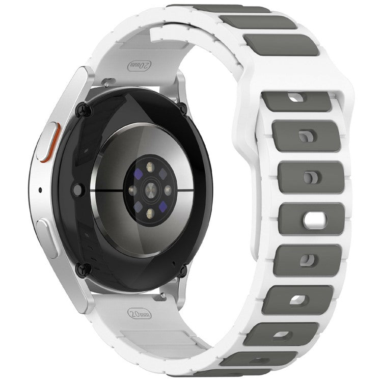 KALEBOL 22mm Dual Color Silicone Strap for Samsung Galaxy Watch3 45mm / Huawei Watch GT 5 46mm / GT 5 Pro 46mm Watch Band - White+Grey