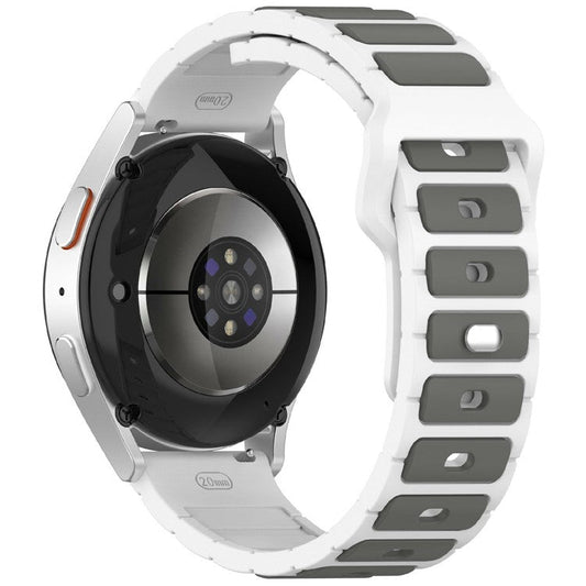 KALEBOL 22mm Dual Color Silicone Strap for Samsung Galaxy Watch3 45mm / Huawei Watch GT 5 46mm / GT 5 Pro 46mm Watch Band - White+Grey