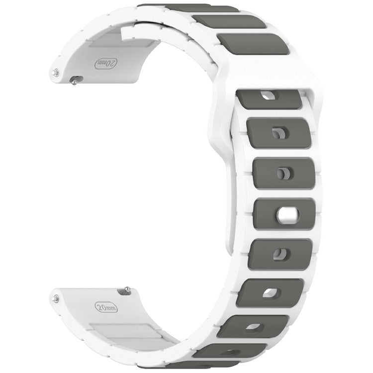 KALEBOL 22mm Dual Color Silicone Strap for Samsung Galaxy Watch3 45mm / Huawei Watch GT 5 46mm / GT 5 Pro 46mm Watch Band - White+Grey
