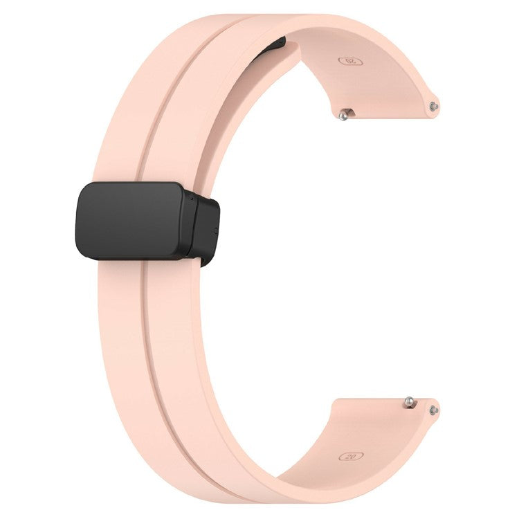 KALEBOL 20mm Magnetic Buckle Strap for Samsung Galaxy Watch6 Classic 47mm / 43mm / Huawei Watch GT 3 Pro 43mm Silicone Watch Band - Pink