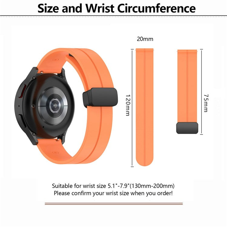 KALEBOL 20mm Magnetic Buckle Strap for Samsung Galaxy Watch6 Classic 47mm / 43mm / Huawei Watch GT 3 Pro 43mm Silicone Watch Band - Black