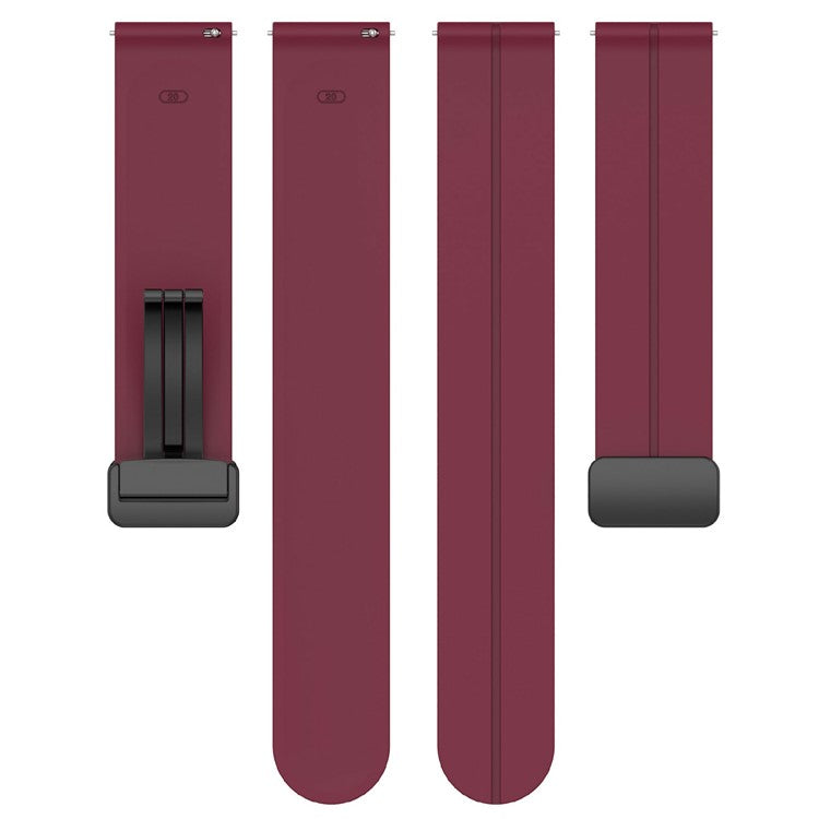 KALEBOL 22mm Magnetic Buckle Strap for Samsung Galaxy Watch3 45mm / Huawei Watch GT 5 46mm / GT 5 Pro 46mm Silicone Watch Band - Wine Red
