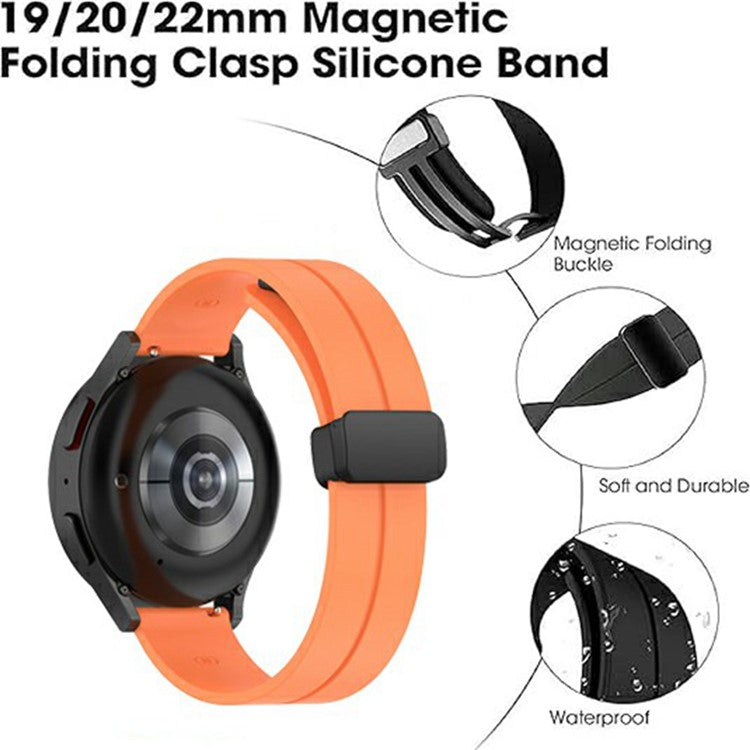 KALEBOL 22mm Magnetic Buckle Strap for Samsung Galaxy Watch3 45mm / Huawei Watch GT 5 46mm / GT 5 Pro 46mm Silicone Watch Band - Wine Red