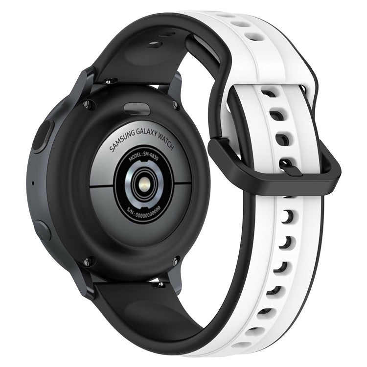 KALEBOL 20mm Silicone Watch Strap for Samsung Galaxy Watch6 Classic 47mm / 43mm / Huawei Watch GT 3 Pro 43mm Dual Color Wrist Band - White+Black