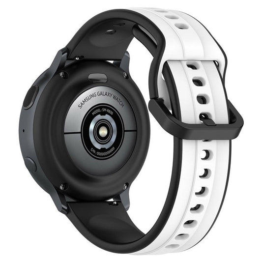 KALEBOL 20mm Silicone Watch Strap for Samsung Galaxy Watch6 Classic 47mm / 43mm / Huawei Watch GT 3 Pro 43mm Dual Color Wrist Band - White+Black
