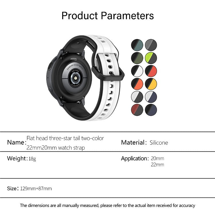 KALEBOL 20mm Silicone Watch Strap for Samsung Galaxy Watch6 Classic 47mm / 43mm / Huawei Watch GT 3 Pro 43mm Dual Color Wrist Band - White+Black