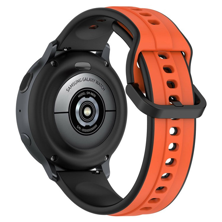 KALEBOL 22mm Silicone Watch Strap for Samsung Galaxy Watch3 45mm / Huawei Watch GT 5 46mm / GT 5 Pro 46mm Dual Color Wrist Band - Orange+Black