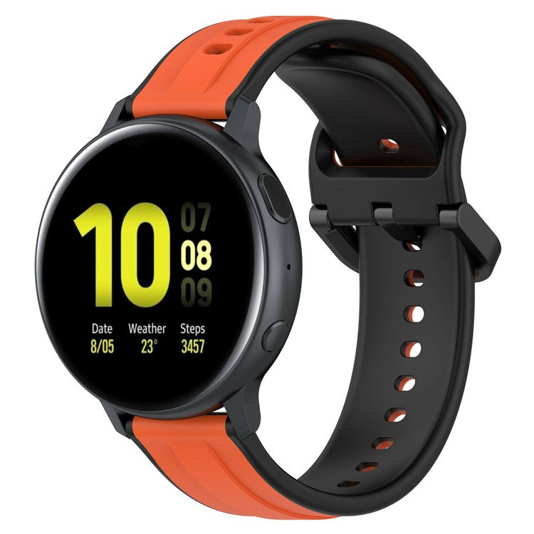 KALEBOL 22mm Silicone Watch Strap for Samsung Galaxy Watch3 45mm / Huawei Watch GT 5 46mm / GT 5 Pro 46mm Dual Color Wrist Band - Orange+Black