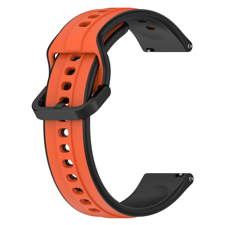 KALEBOL 22mm Silicone Watch Strap for Samsung Galaxy Watch3 45mm / Huawei Watch GT 5 46mm / GT 5 Pro 46mm Dual Color Wrist Band - Orange+Black