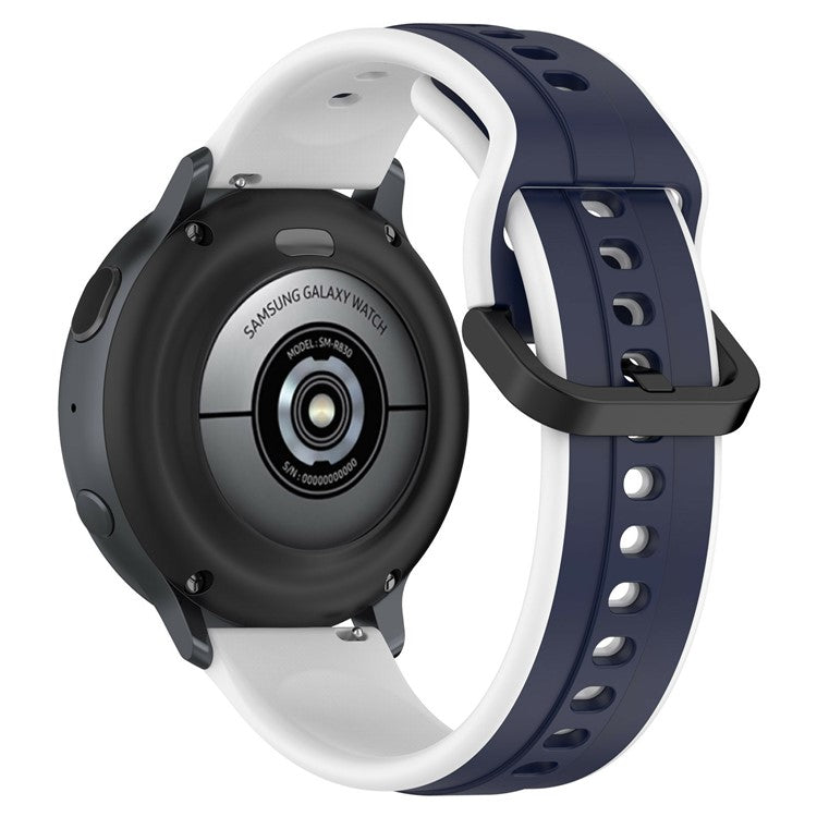 KALEBOL 22mm Silicone Watch Strap for Samsung Galaxy Watch3 45mm / Huawei Watch GT 5 46mm / GT 5 Pro 46mm Dual Color Wrist Band - Midnight Blue+White