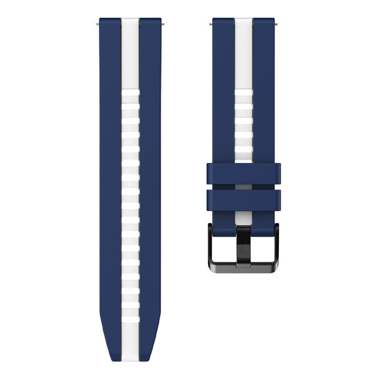 KALEBOL 20mm Dual Color Silicone Strap for Samsung Galaxy Watch6 Classic 47mm / 43mm / Huawei Watch GT 3 Pro 43mm Watch Band - Dark Blue+White
