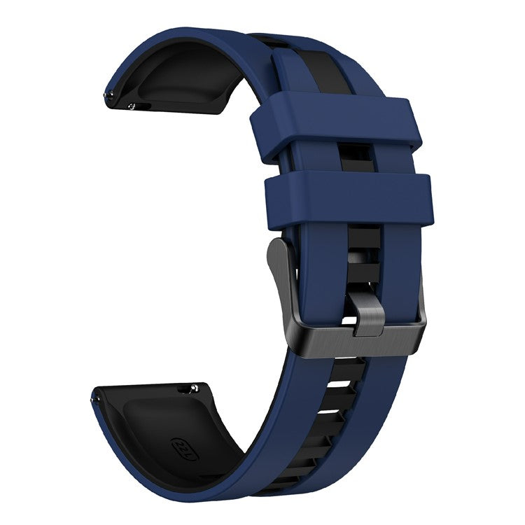 KALEBOL 22mm Dual Color Silicone Strap for Samsung Galaxy Watch3 45mm / Huawei Watch GT 5 46mm / GT 5 Pro 46mm Watch Band - Dark Blue+Black